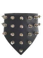 Silver Studded Black Leather Look Wrist Cuff