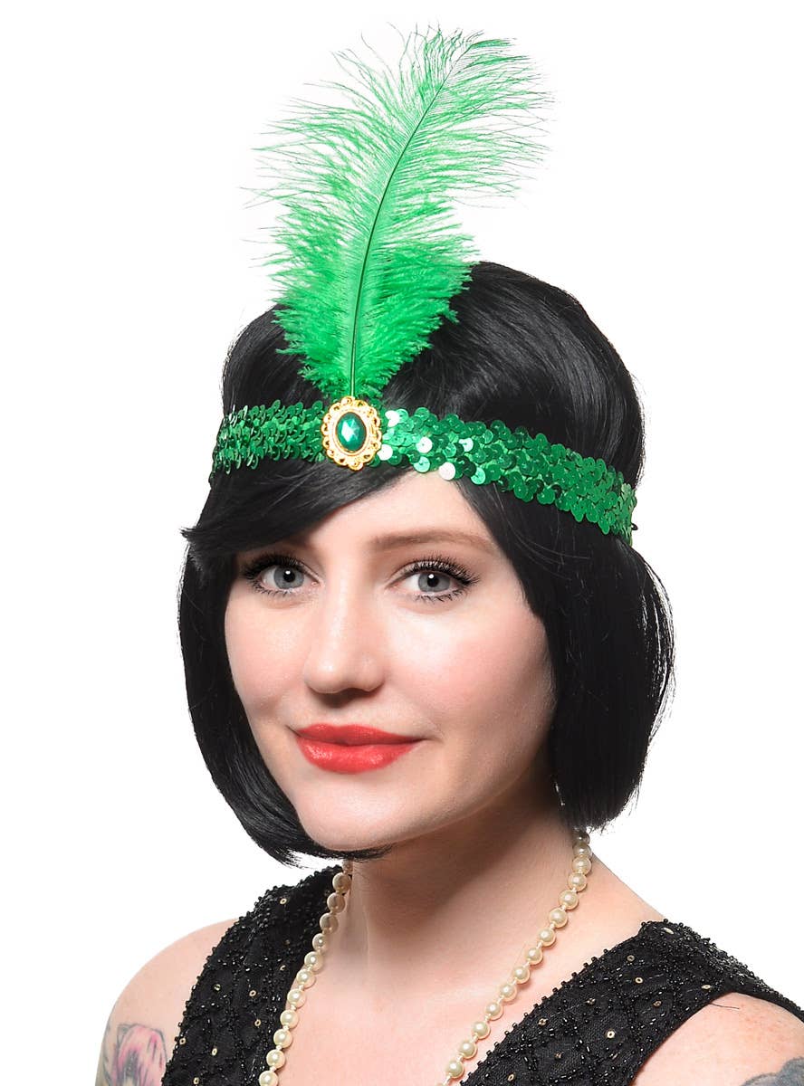 1920s feather headband in blush main image 1