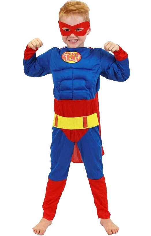 Muscle Chest Boys Superhero Costume Front View