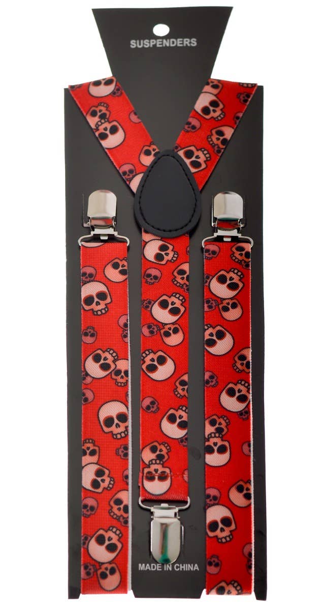 Adults Halloween Red Skull Costume Suspenders