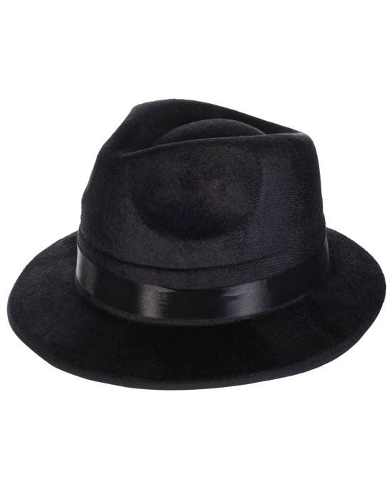 1920s Gangster Men's Black Fedora Hat - Main Image