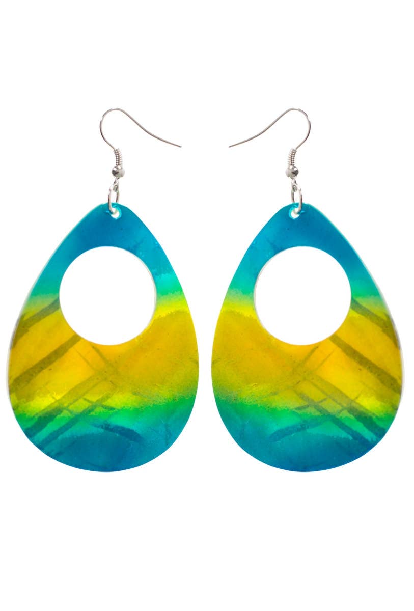 Blue Iridescent 1980s Shell Earrings 1980s Costume Jewellery