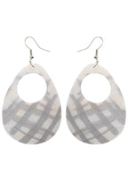 80s Fashion Silver and White 1980's Iridescent Shell Costume Earrings - Main Image