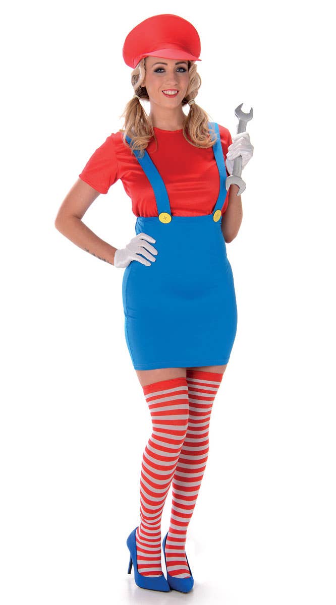 Women's Sexy Mario Fancy Dress Costume Alternate Image 2