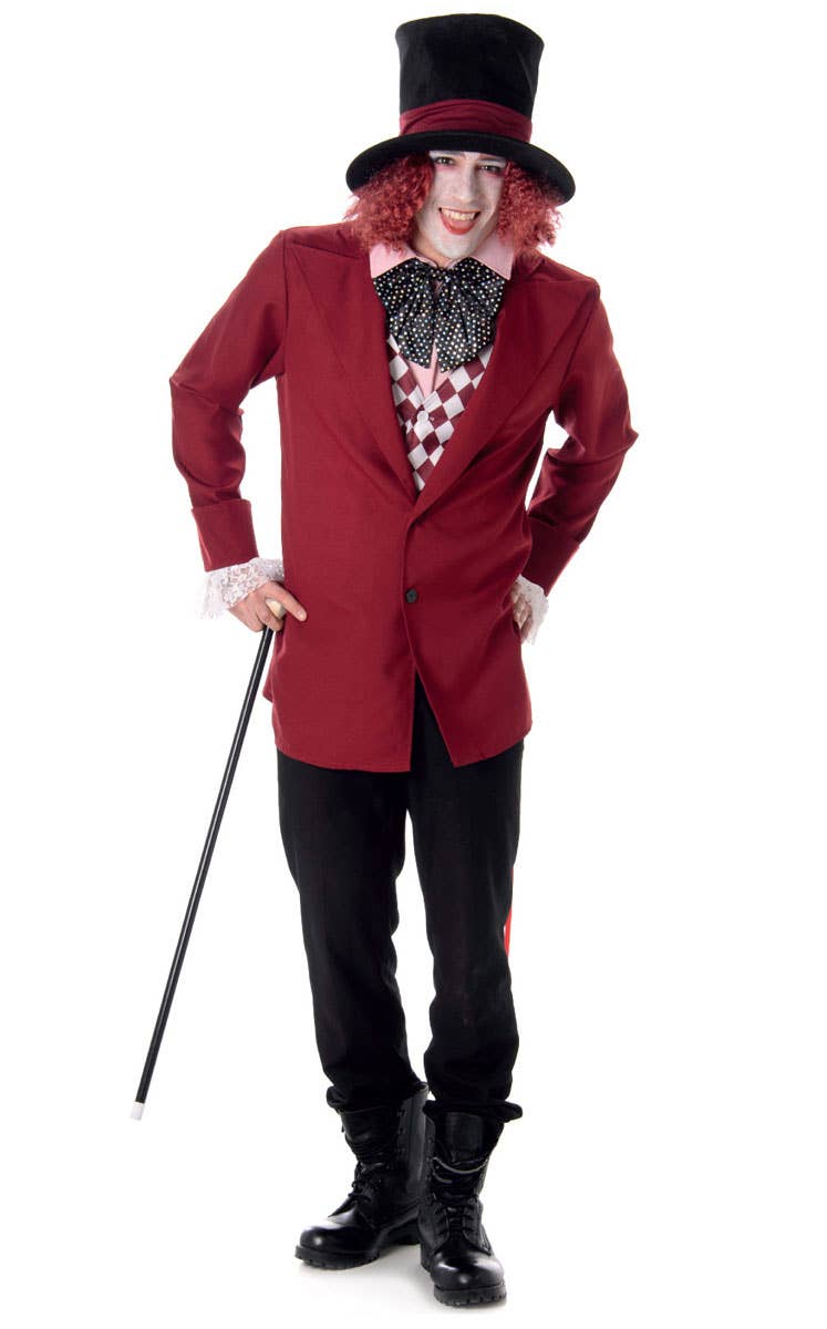 Burgundy Red Victorian Dandy Men's Willy Wonka Costume - Main Image