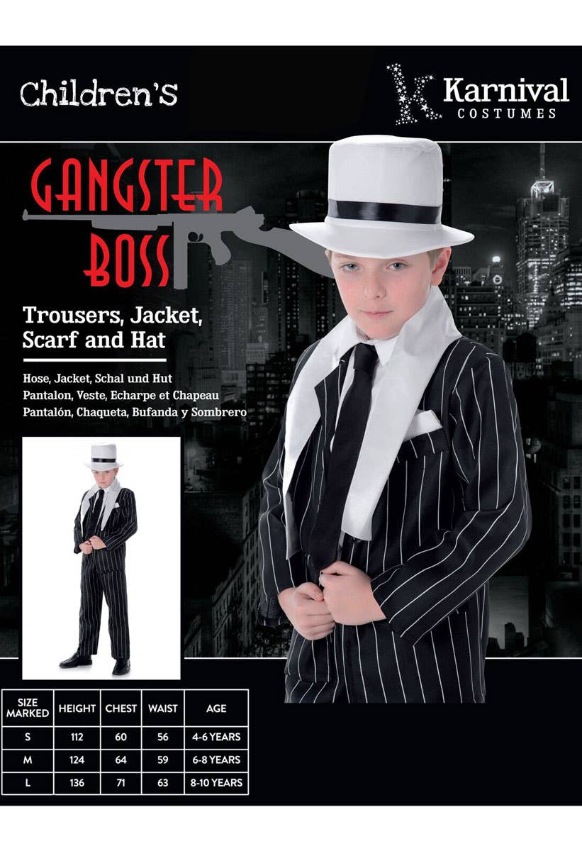Boys 1920's Mob Boss Fancy Dress Costume Packaging Image