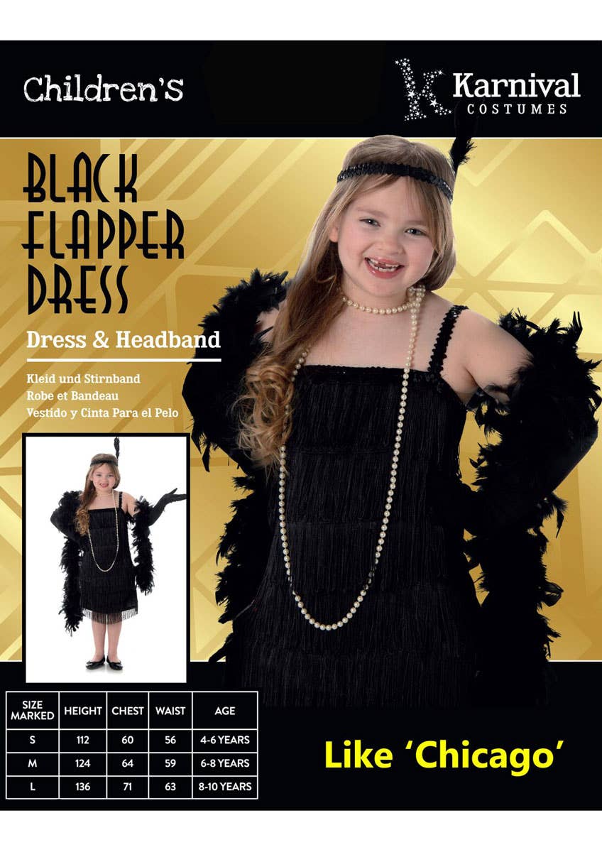 Black Flapper Girls 1920s Fancy Dress Gatsby Costume  - Packet Image