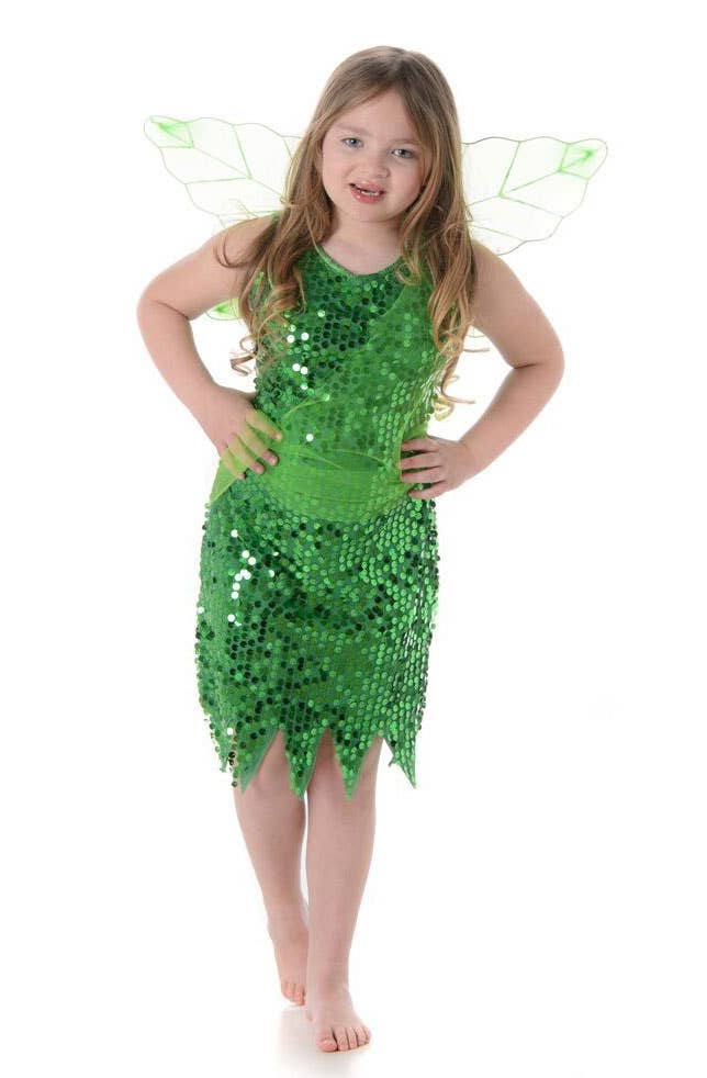 Girls Green Tinkerbell Fancy Dress Costume Main Image