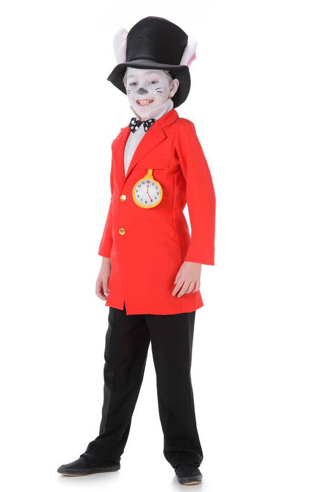 White Rabbit Boy's Storybook Costume with a Red Jacket - Main Image