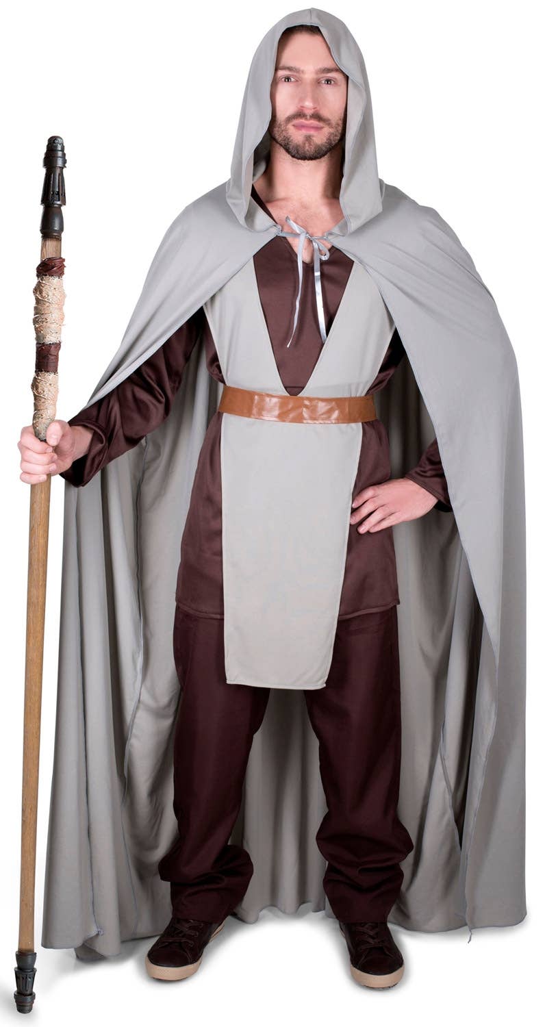 Men's Star Wars Inspired Hooded Space Jedi Costume Robe - Alternative Image 2