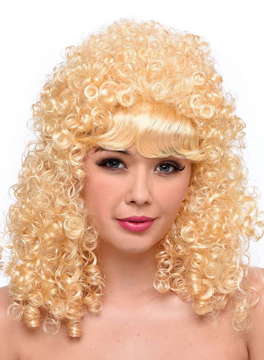 1980s Blonde Curly Music Star Wig Womens Curly Costume Wig