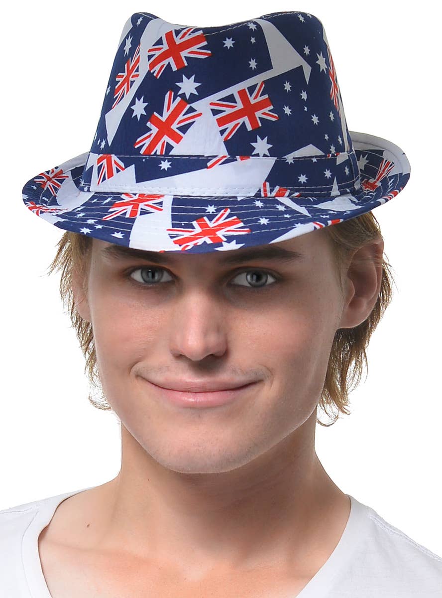 Australia Day Hat with Dark Blue Aussie Flags Costume Accessory - Main Image