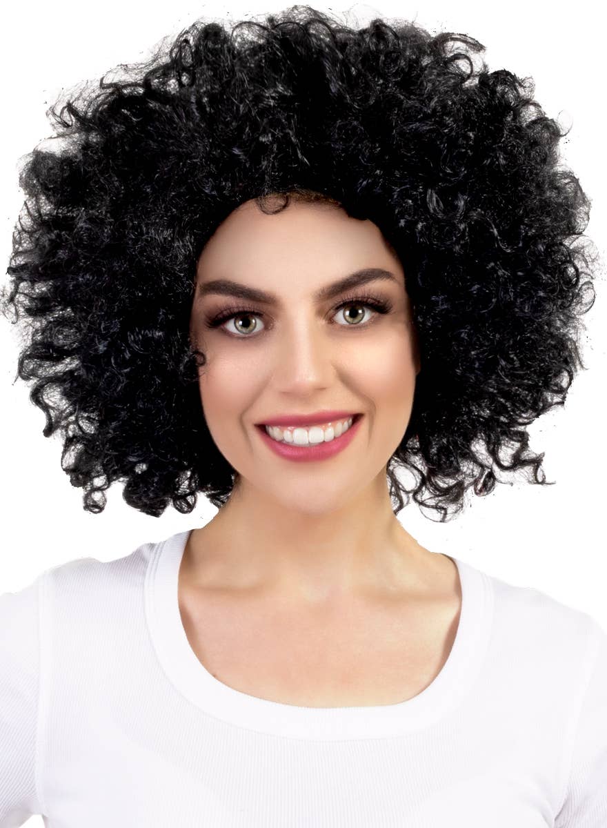 Curly Black Jumbo Black Clown Afro Costume Wig for Adults