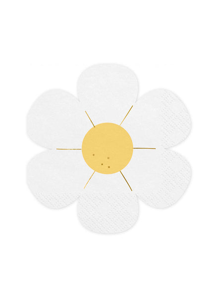Daisy Party 12 Pack Yellow and White Flower Shaped Napkins - Main Image