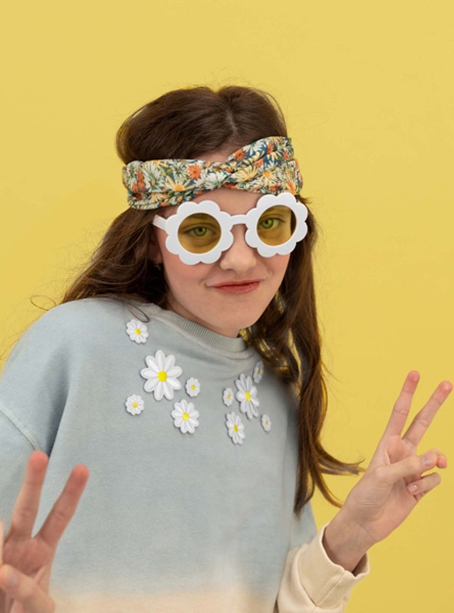 Daisy Party Yellow and White Kids Flower Shaped Glasses - Main Image