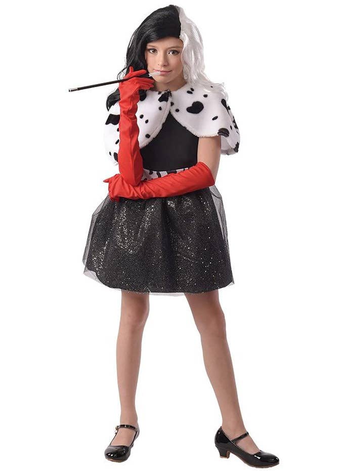 Image of Dalmatian Girls Cruella De Vil Inspired Girl's Costume
