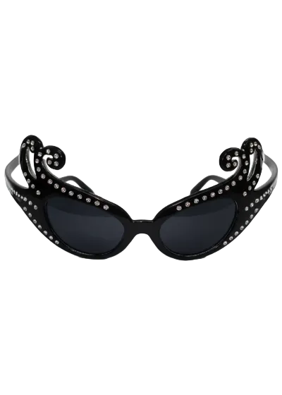 Dame Edna Adults Black Costume Sunglasses - Main Image