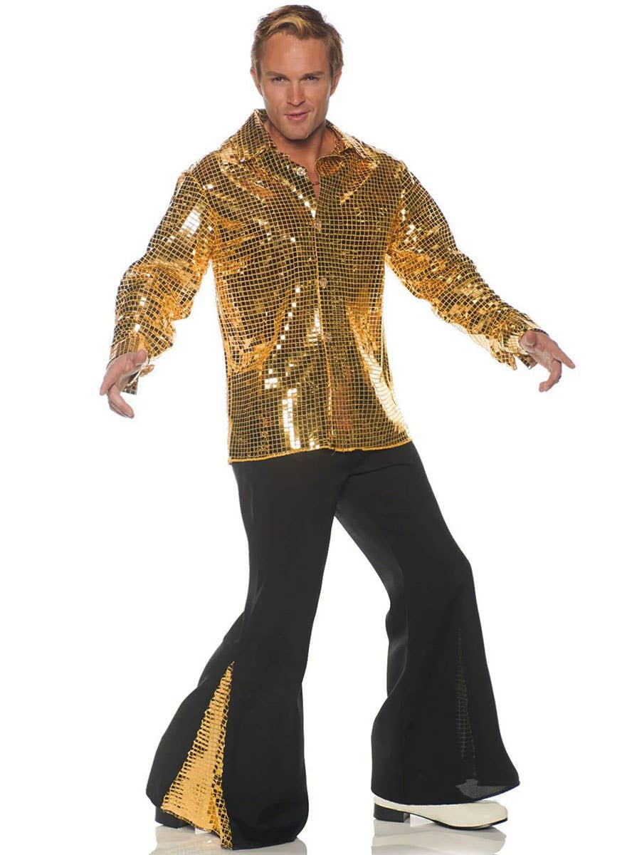 Image of Dancing King Plus Size Men's Gold 70s Disco Costume