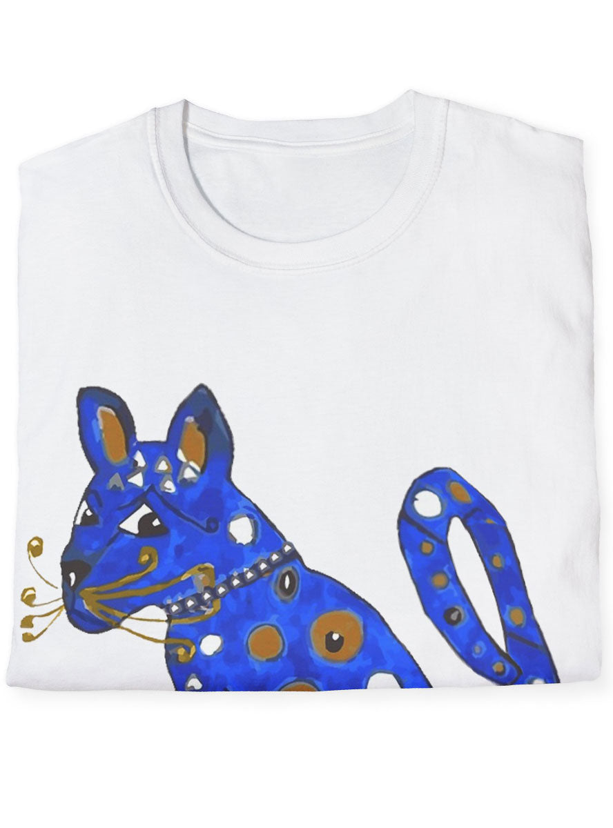 Womens Dancing Queen Blue ABBA Cat Costume Shirt - Folded Image