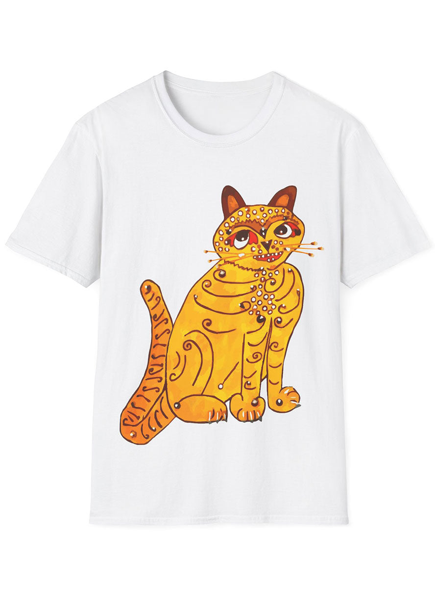 Plus Size Womens Yellow ABBA Cat Dancing Queen Shirt - Front Image
