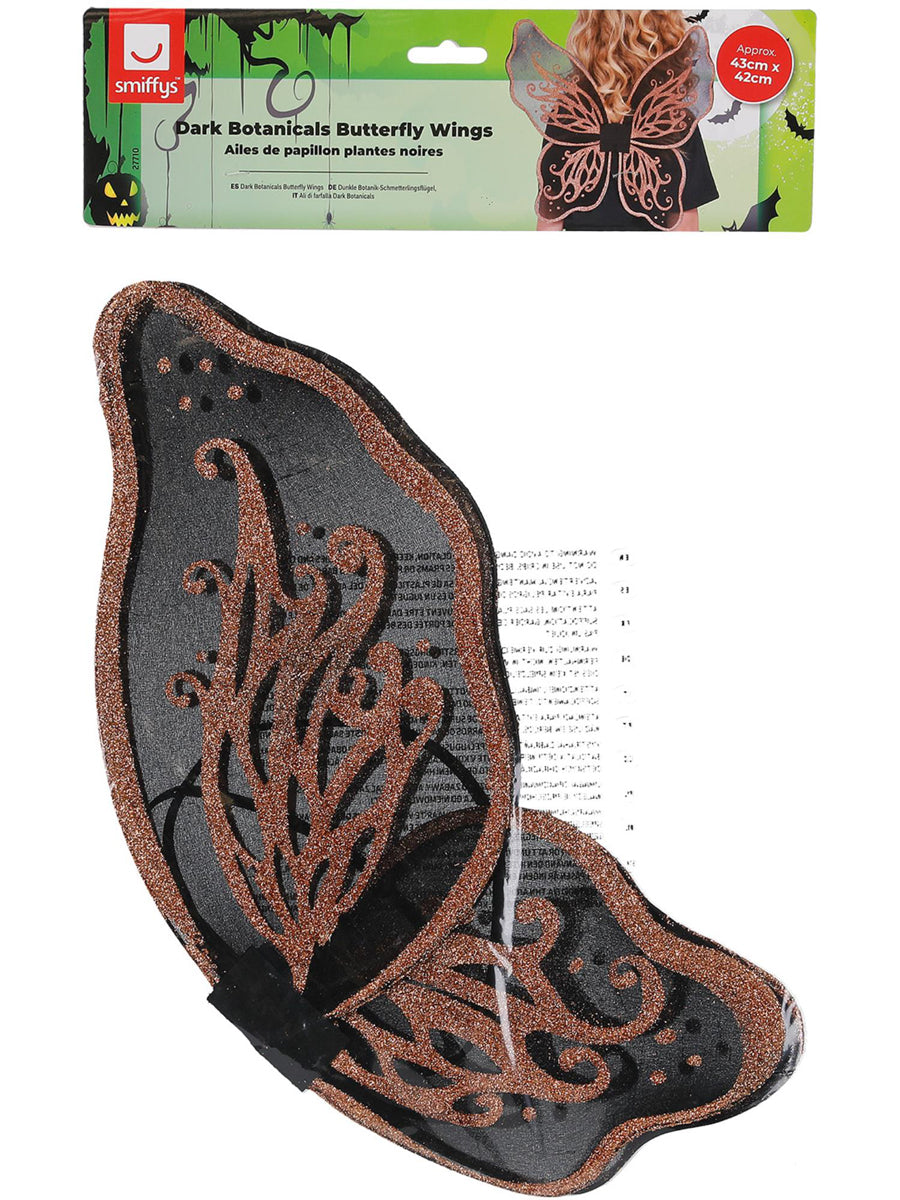Gold Glitter Dark Botanicals Kids Butterfly Wings - Packaging Image