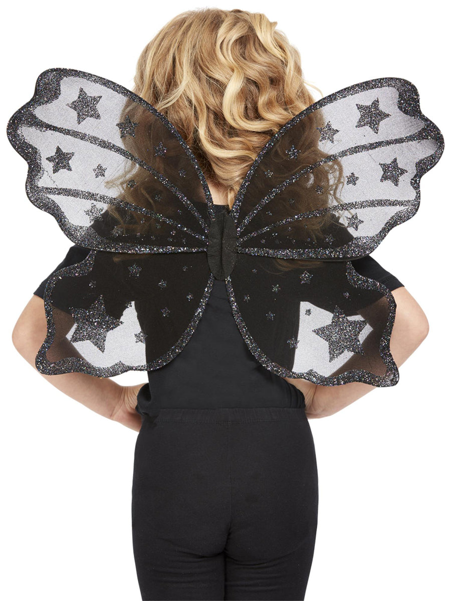 Black Glitter Kids Dark Botanicals Butterfly Wings - Main Image