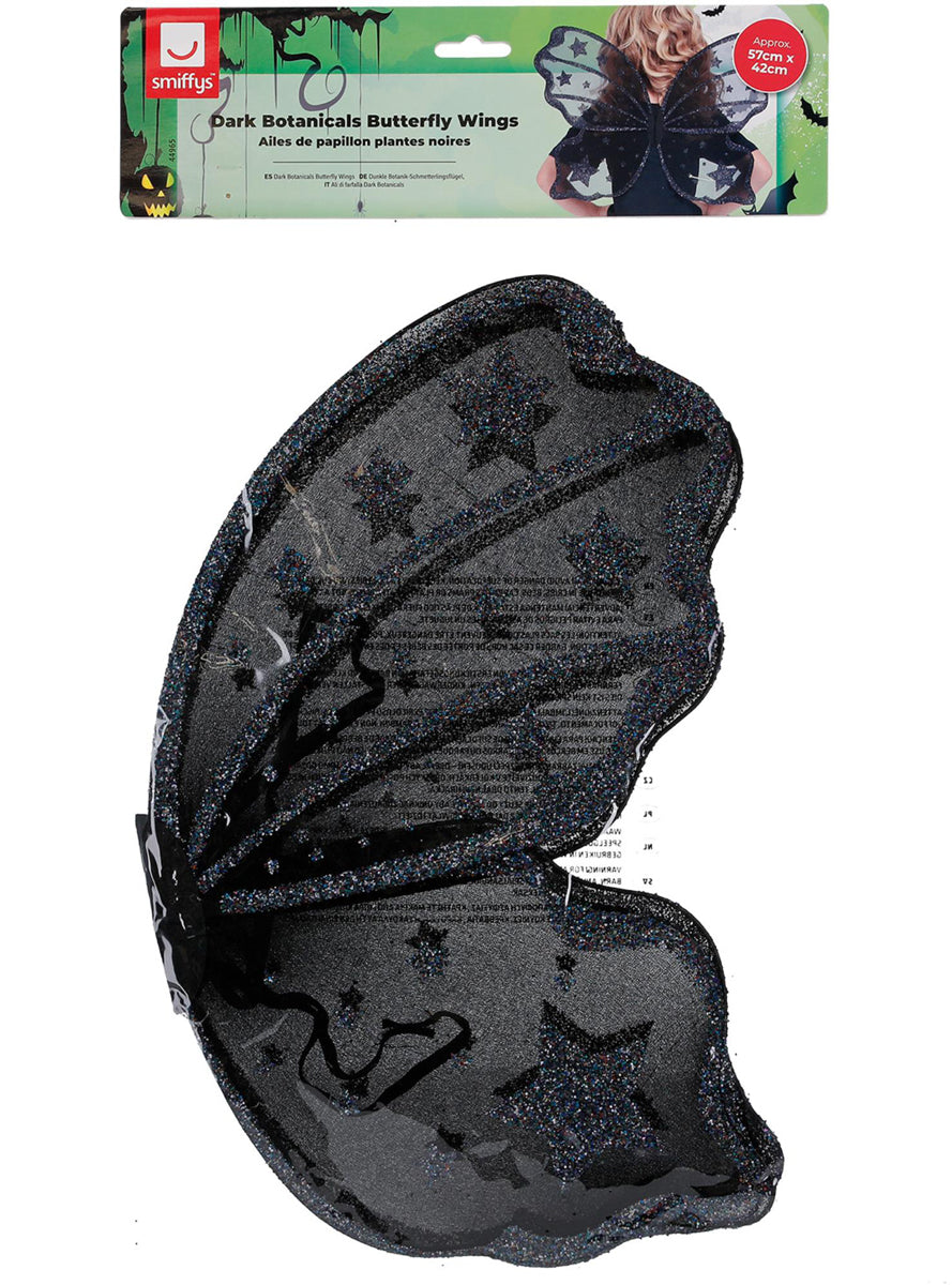 Black Dark Botanicals 47cm Butterfly Wings for Kids - Packaging Image