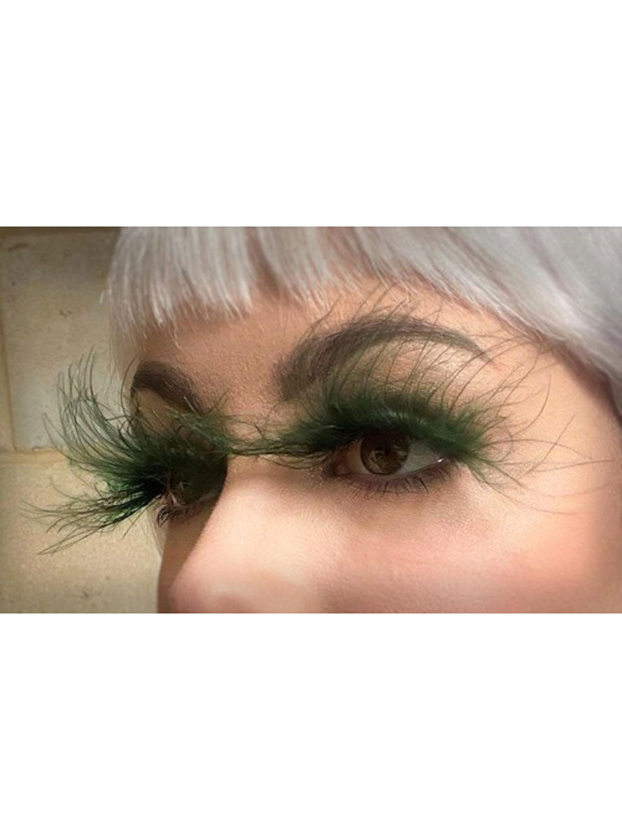 Dark Green Floating Feathers Stick On Eyelashes