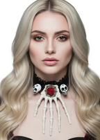 Skeleton Hand Choker Halloween Costume Necklace - Main Image