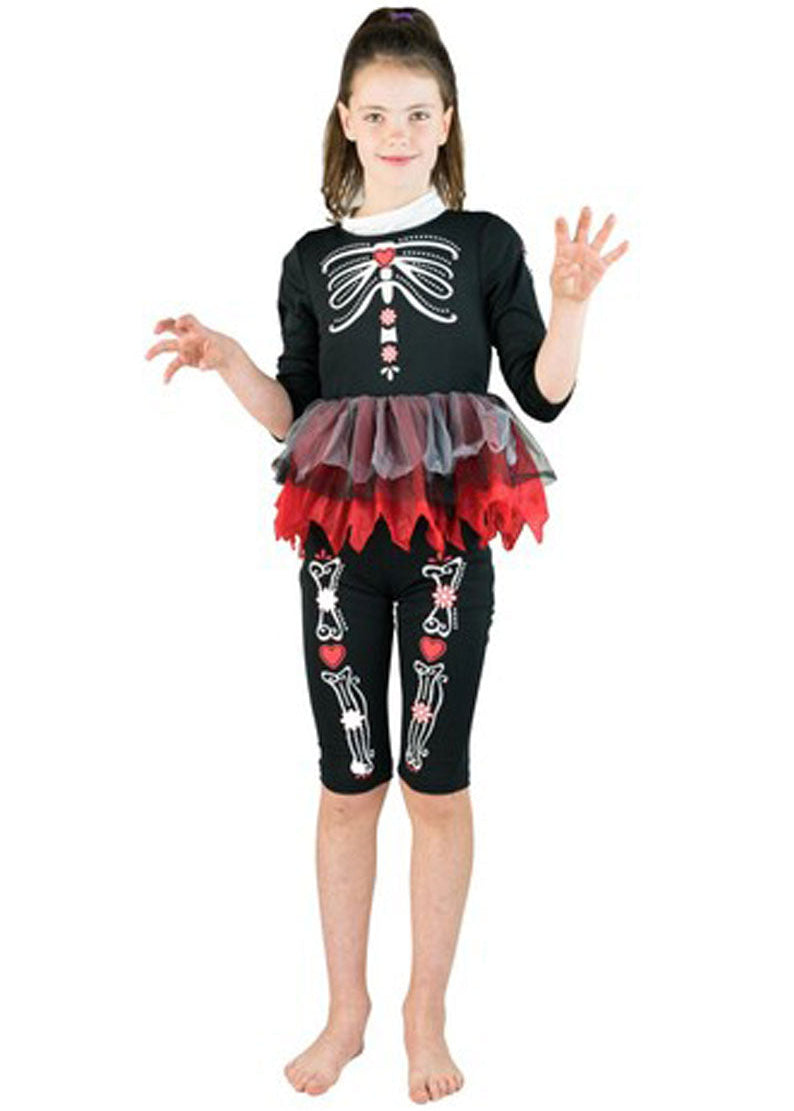 Infant Girls Day Of The Dead Sugar Skull Halloween Costume Front Image