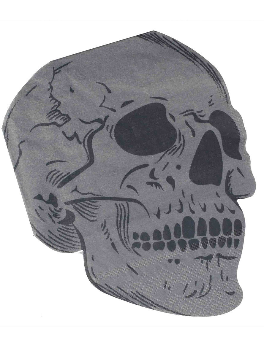 Deadly Soiree 16 Pack Skull Shaped Halloween Napkins – Main Image