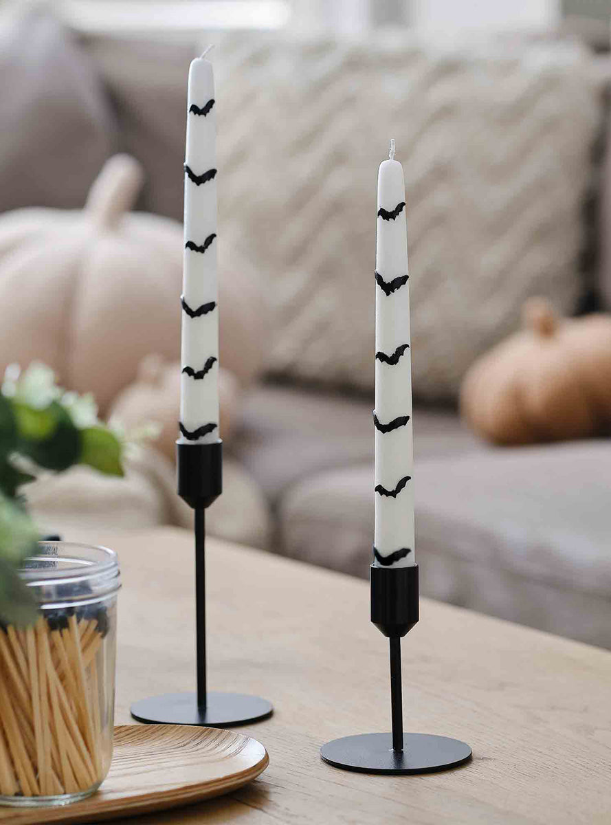 Deadly Soiree 2 Pack Black Bats Halloween Dinner Candles – Lifestyle Image