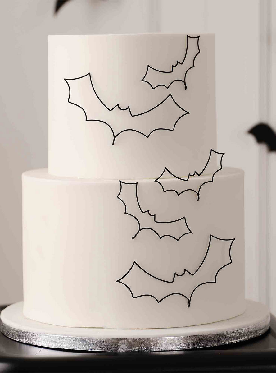 Deadly Soiree 5 Pack Black Wire Bat Halloween Cake Decorations – Main Image