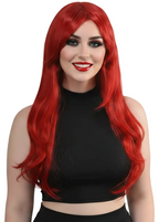 Women's Deep Red Long Wavy Fashion Costume Wig - Main Image