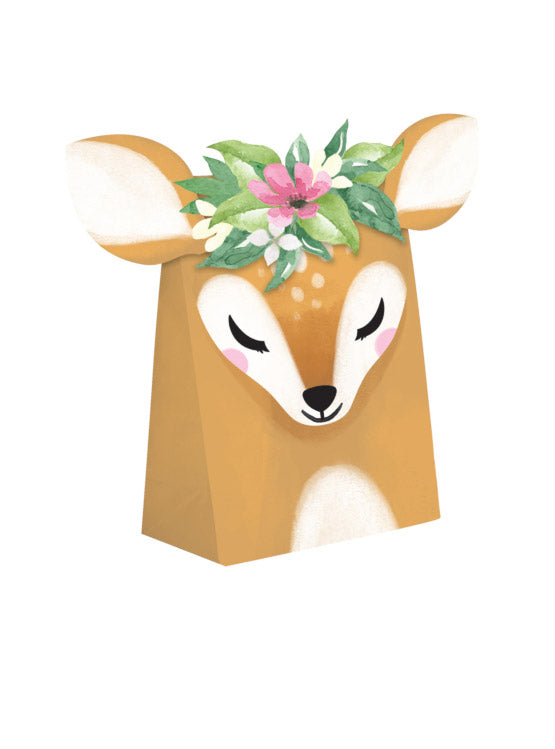 Deer Little One 8 Pack 20cm Paper Party Favour Treat Bags - Main Image
