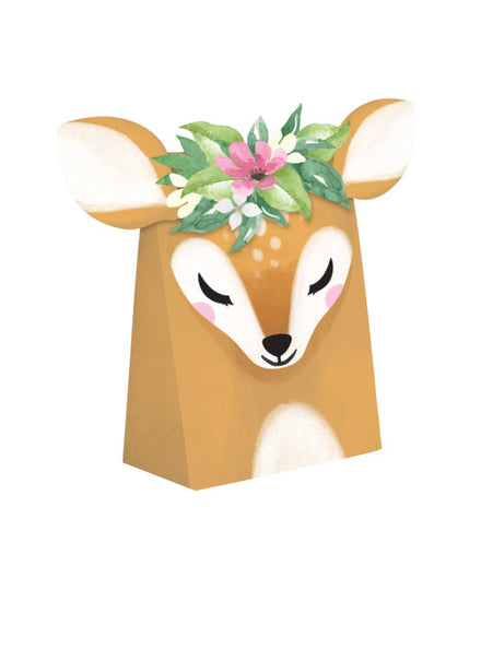 Deer Little One 8 Pack 20cm Paper Party Favour Treat Bags - Main Image