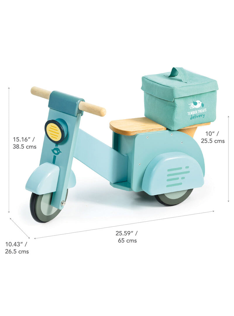 Delivery Scooter Childrens Wooden Toy Car - Dimensions Image