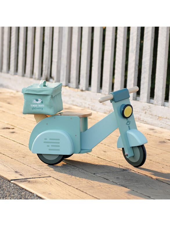 Delivery Scooter Childrens Wooden Toy Car - Lifestyle Image 1