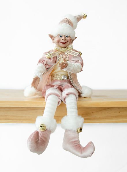 Deluxe Pink and Gold Christmas Elf Decoration 51cm - Main Image
