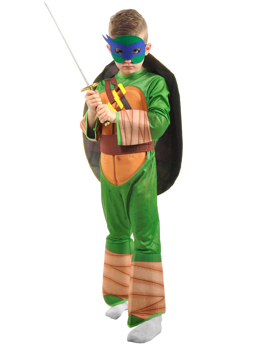 Blue Mask Karate Turtle Boys Fancy Dress Costume