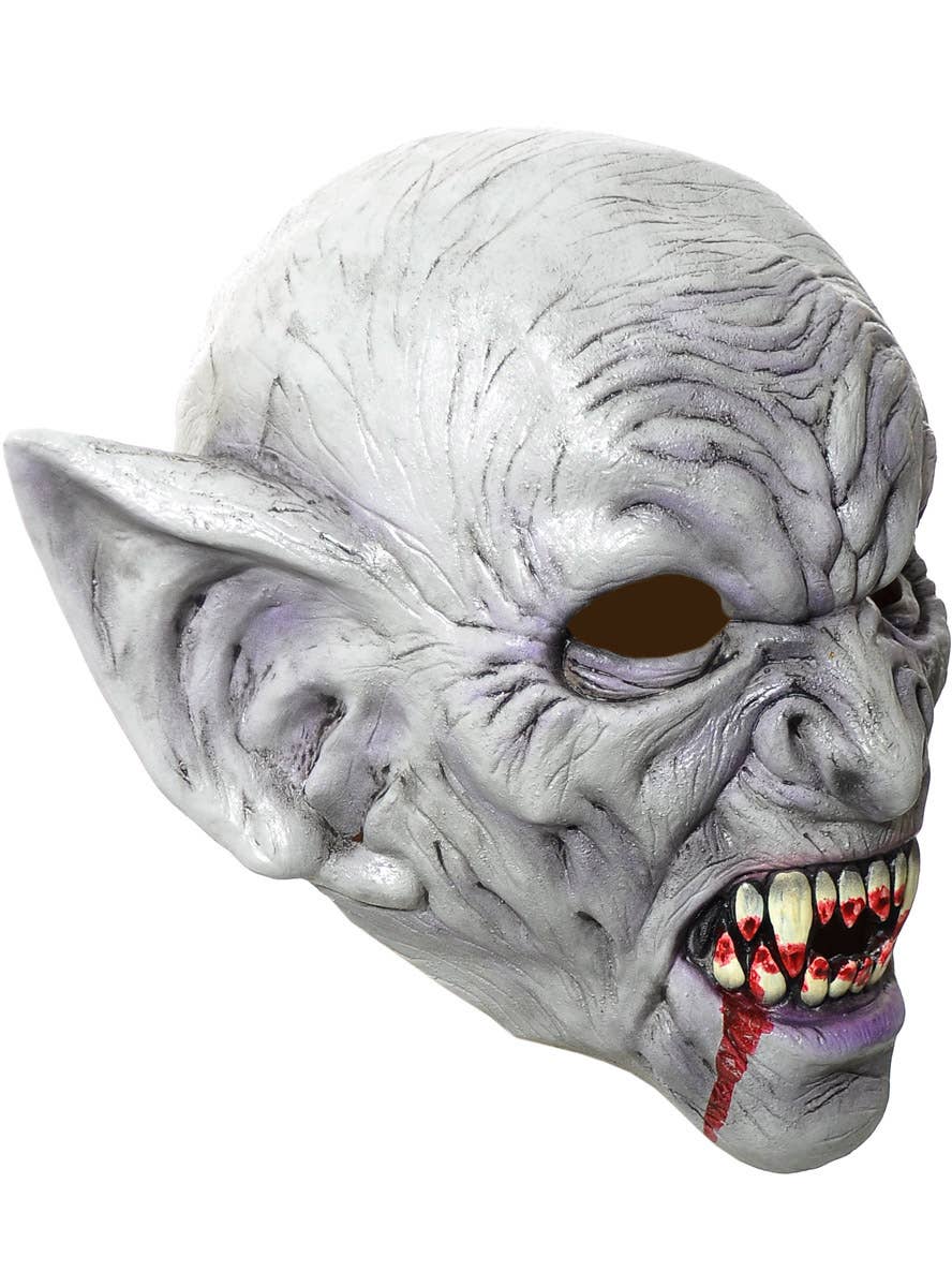 Image of Full Head Grey Vampire Latex Halloween Mask - Side Image