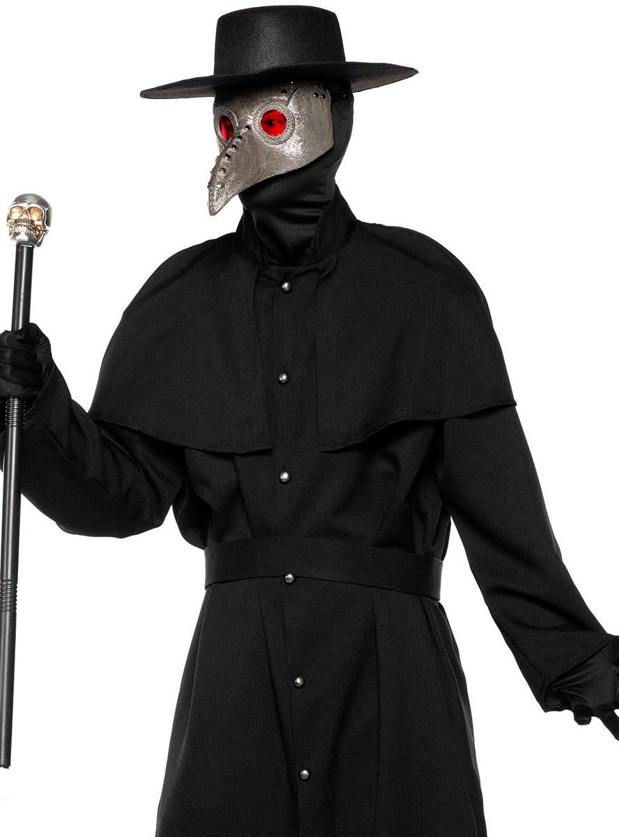 Image of Deluxe Black Plague Doctor Mens Halloween Costume - Close Up Image