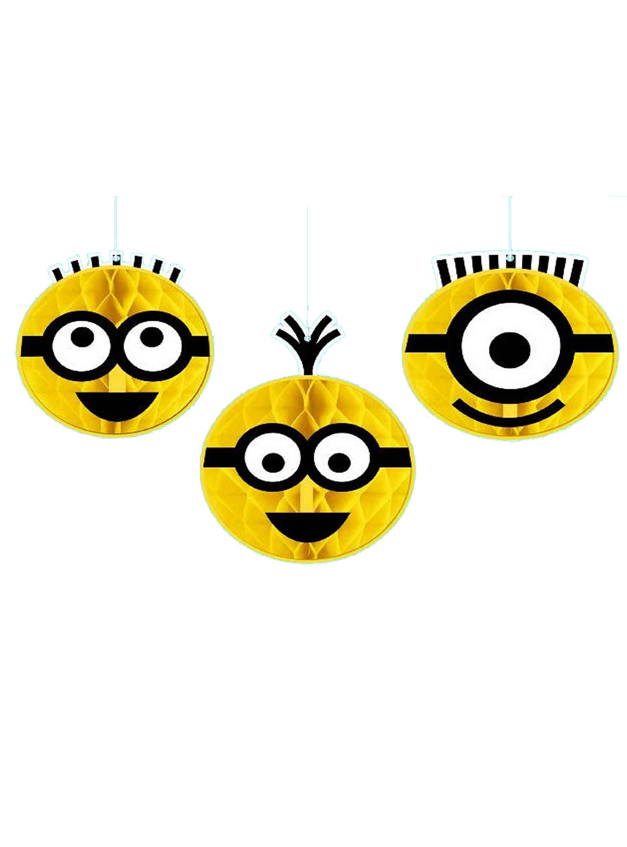 Minion Hanging Honeycomb Decorations 3 Pack - Main Image