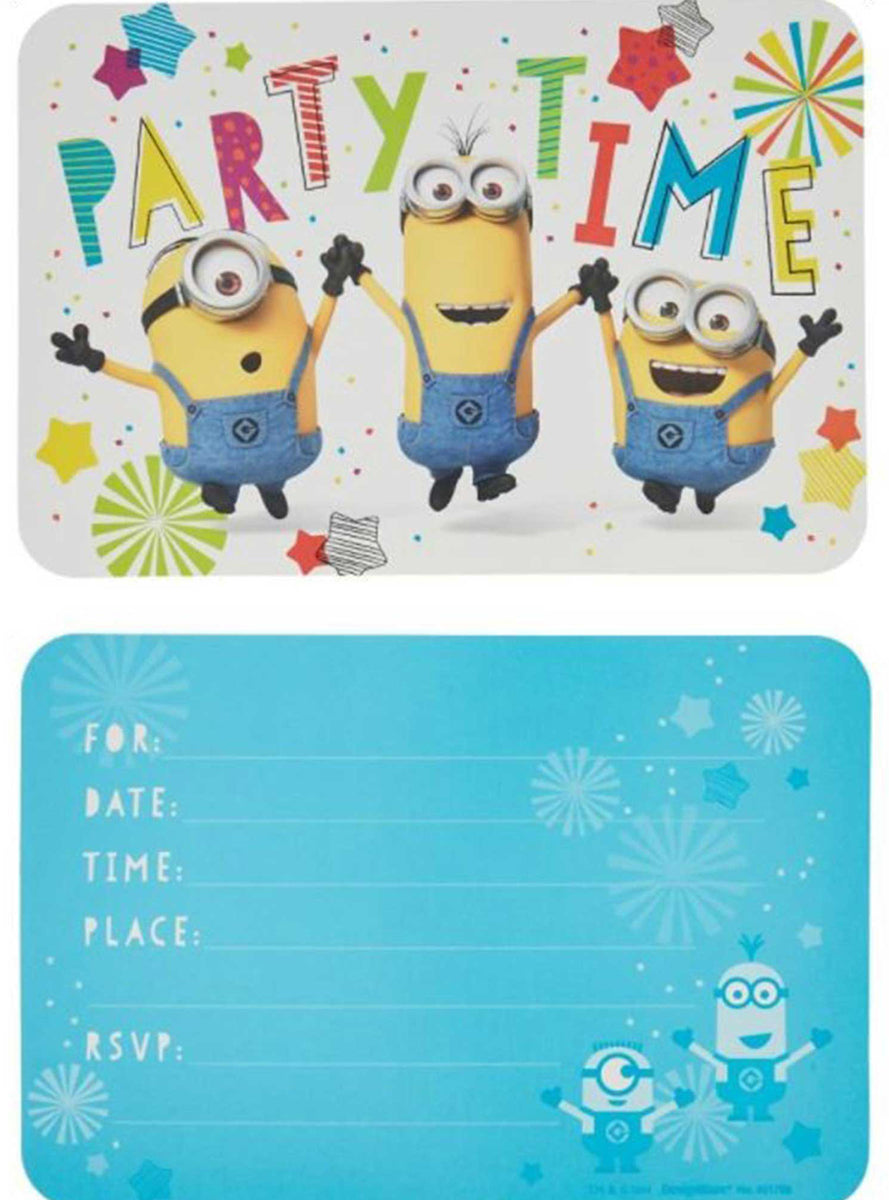 Minion Party Invitations 8 Pack - Main Image