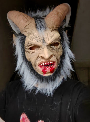 Devil Krampus Adults Halloween Latex Costume Mask - Alternative Image
