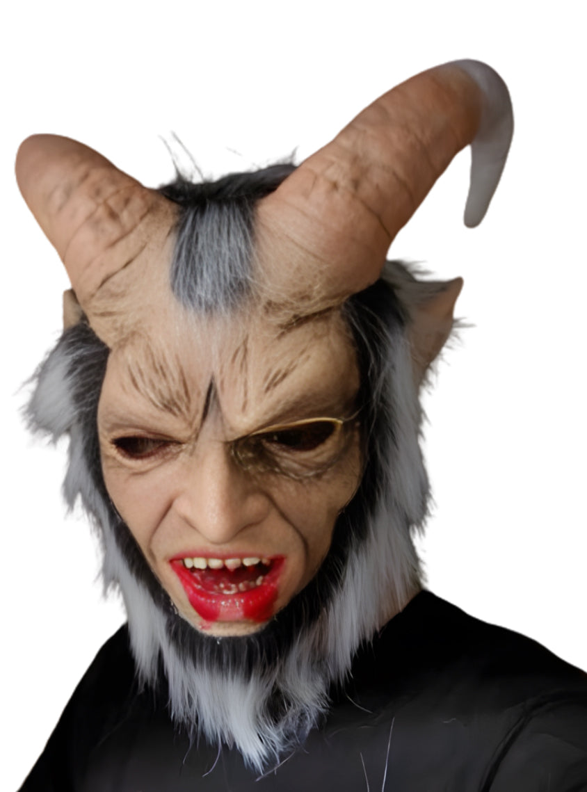 Devil Krampus Adults Halloween Latex Costume Mask - Main Image
