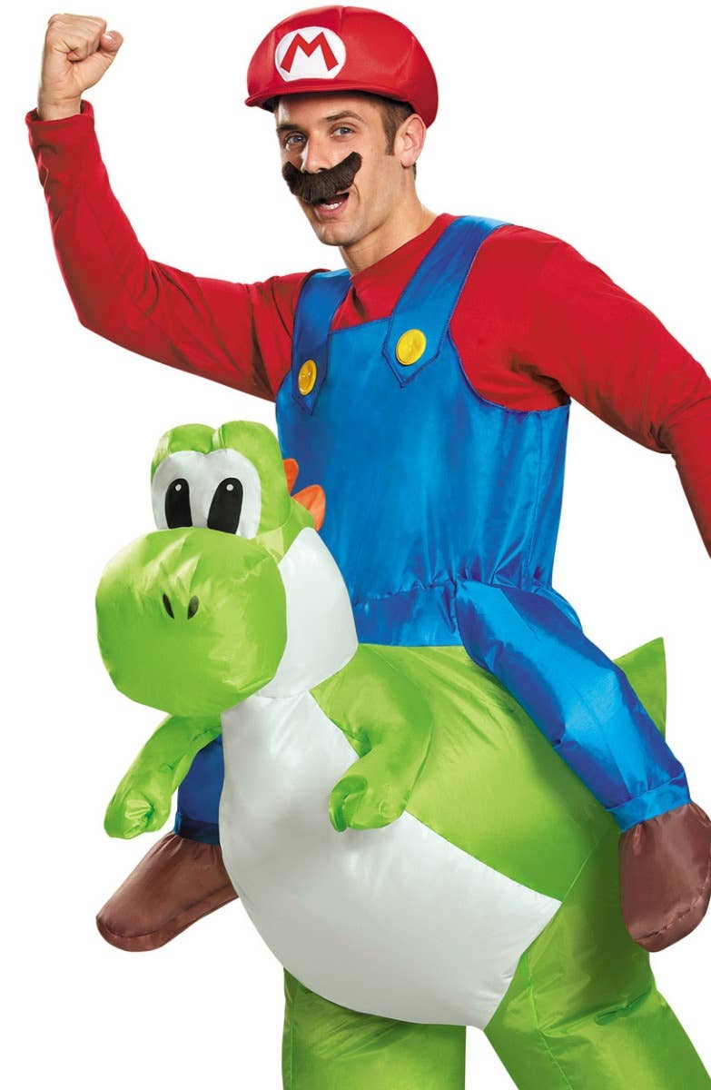 Mario Riding Yoshi Inflatable Mario Kart Fancy Dress Costume Close Main Image