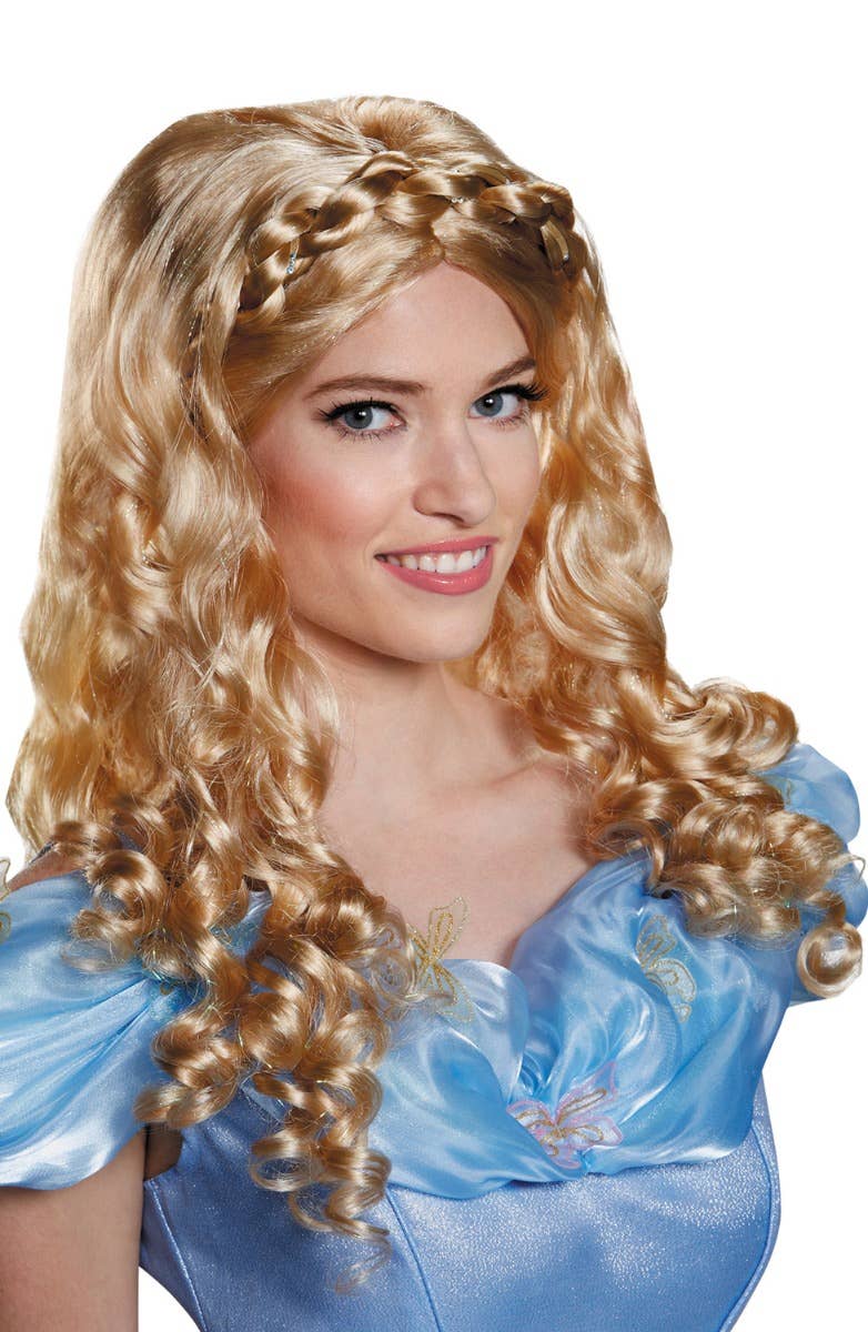 Women's Blonde Curly Braided Costume Wig Cinderella Fairytale Princess Main Image