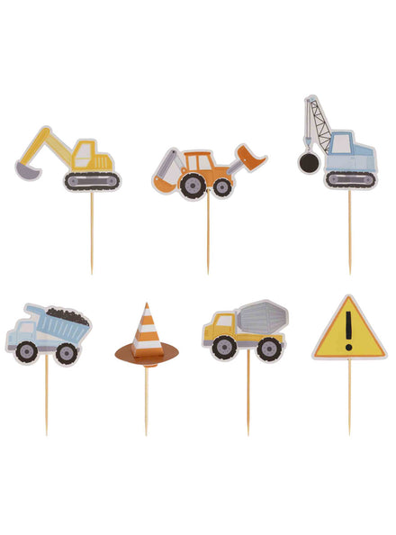 Diggin It Construction Party 12 Pack Cupcake Toppers – Main Image