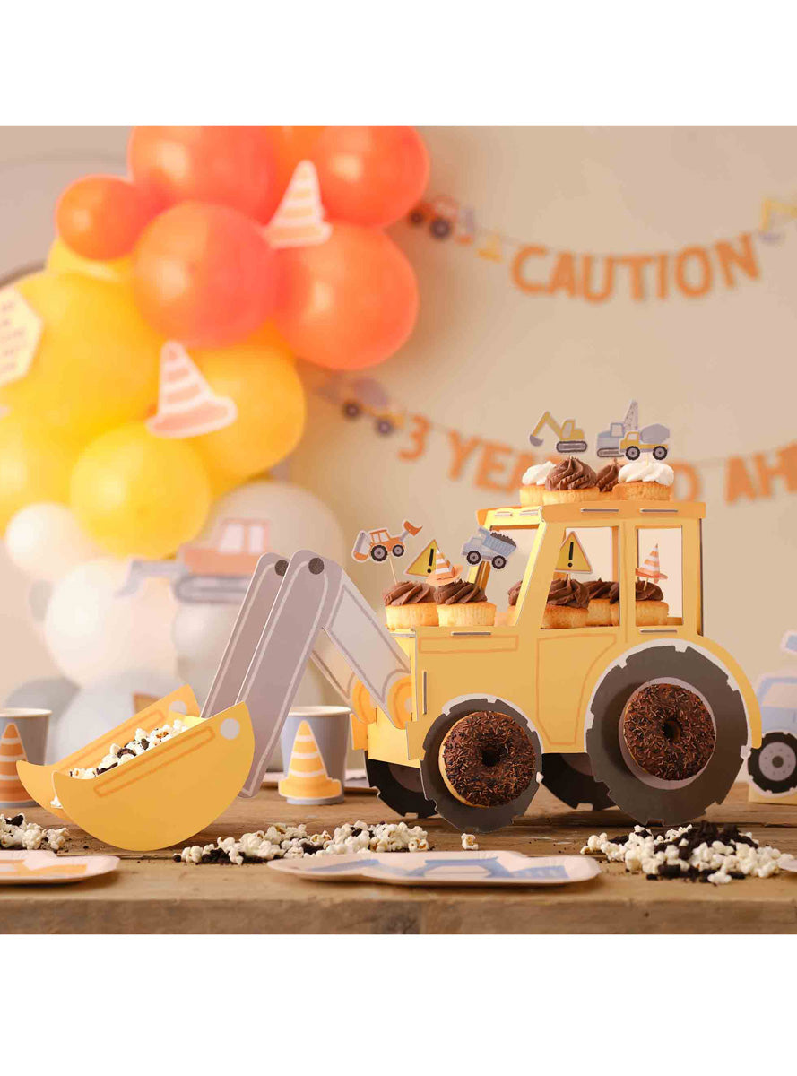 Diggin It Construction Party Yellow Digger Treat Stand – Lifestyle Image